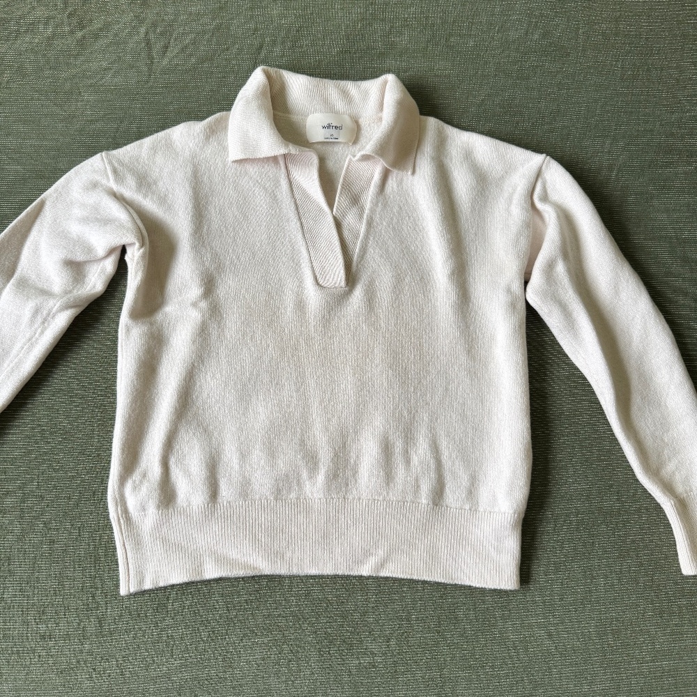 Merino Wool Cropped Polo Sweater